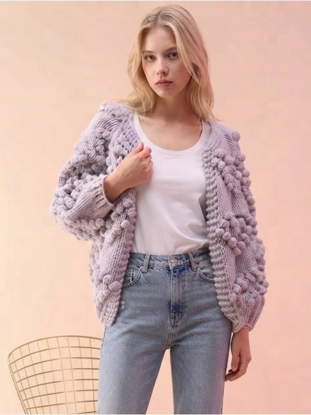 NWT CHICWISH LOVE COZY CARDIGAN M/L LAVENDER SWEATER